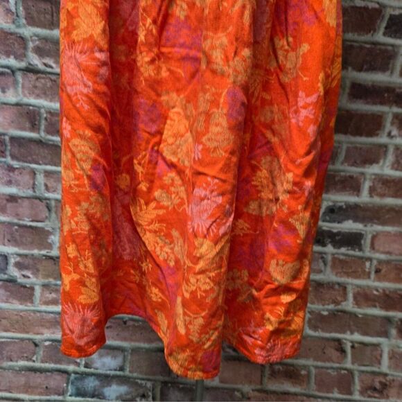 Universal Thread Red Orange Floral Sundress Medium Smocked Mini Dress - Picture 2 of 5